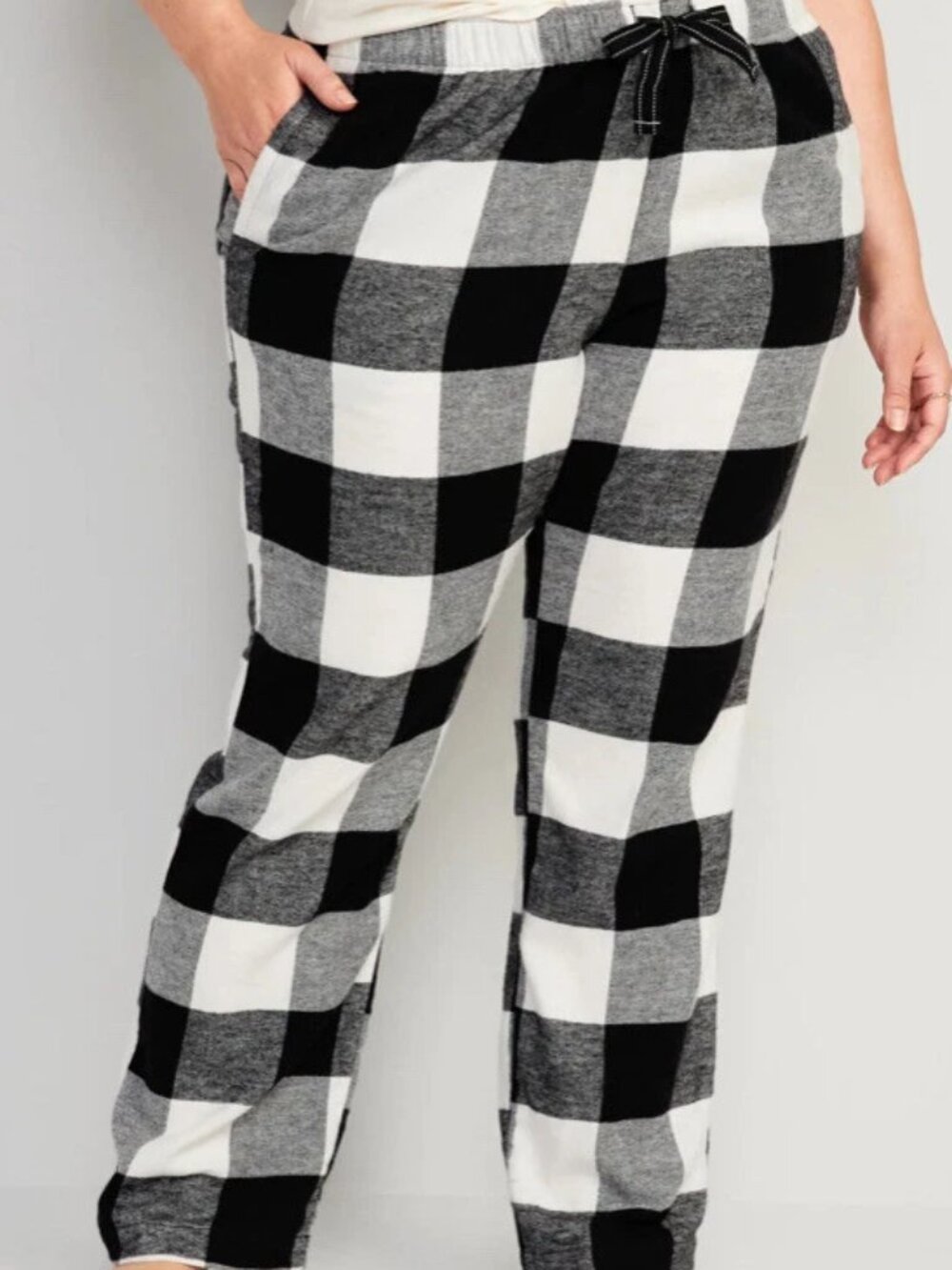 Old Navy Printed Flannel Pajama Pants for Women 2X Black Buffalo Plaid